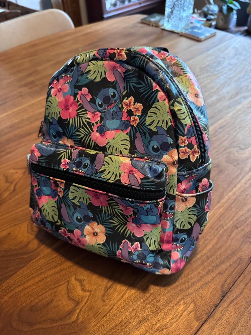 Disney Stitch Hawaiian Tropical Flower Backpack in EUC with pockets, Loungefly